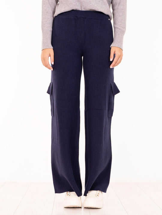Pantalone Cargo White Wise in Viscosa Blu