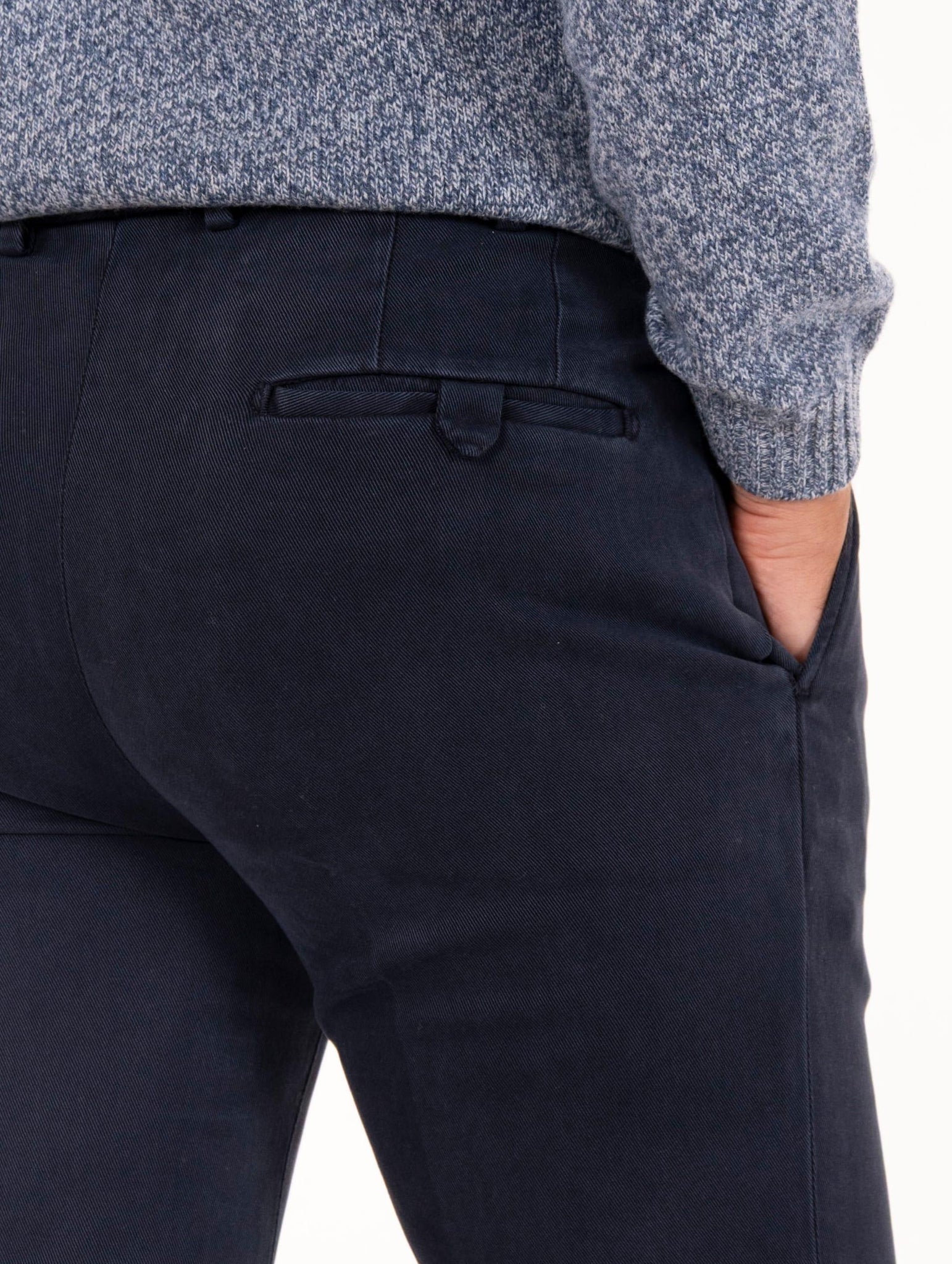 Pantalone Devorè in Cotone e Tencel  Navy DVR1-G046TC394 Devore