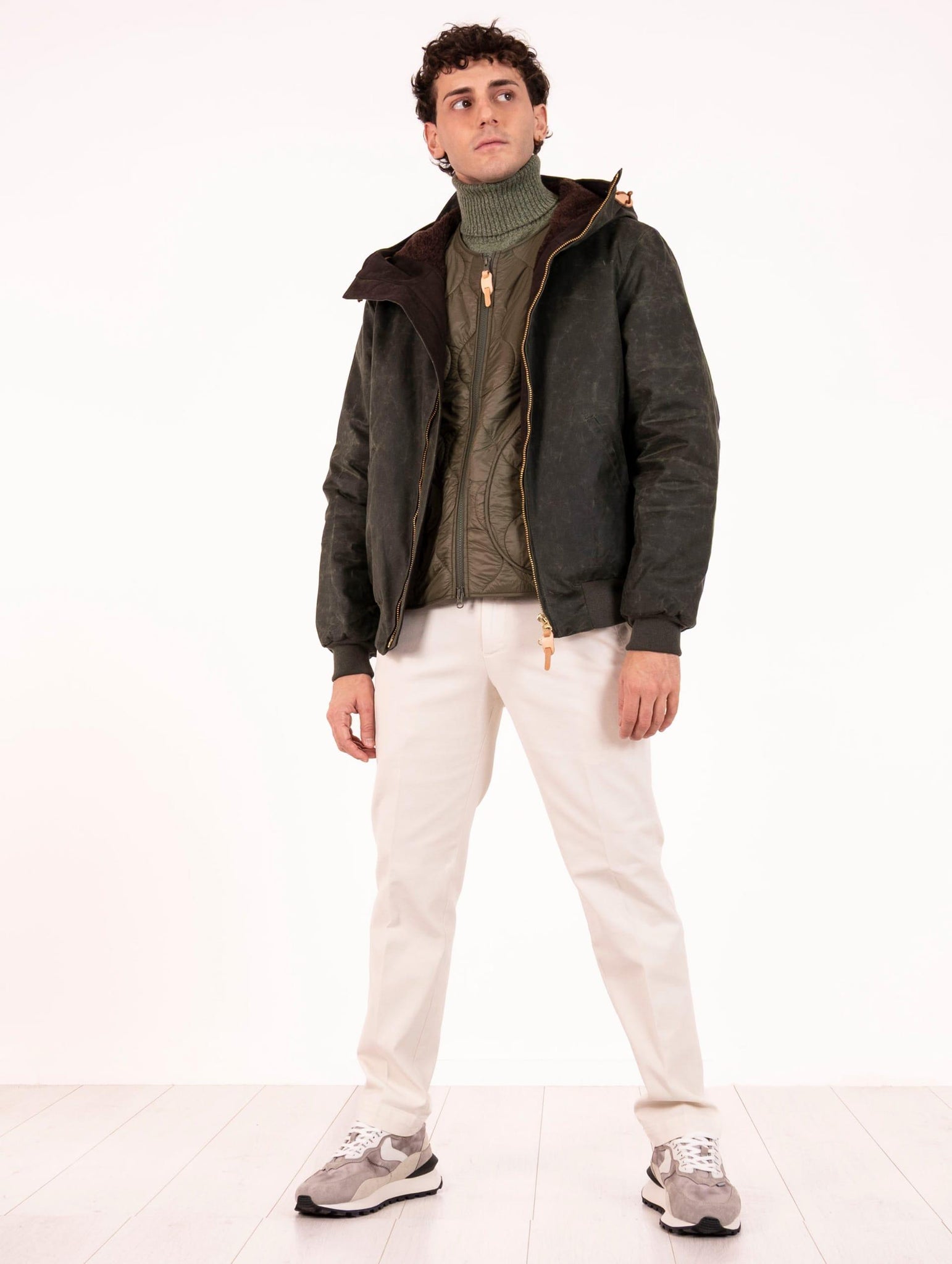 Bomber Manifattura Ceccarelli in Cotone Idrorepellente Verde 7082-WXDARKGREEN Manifattura Ceccarelli