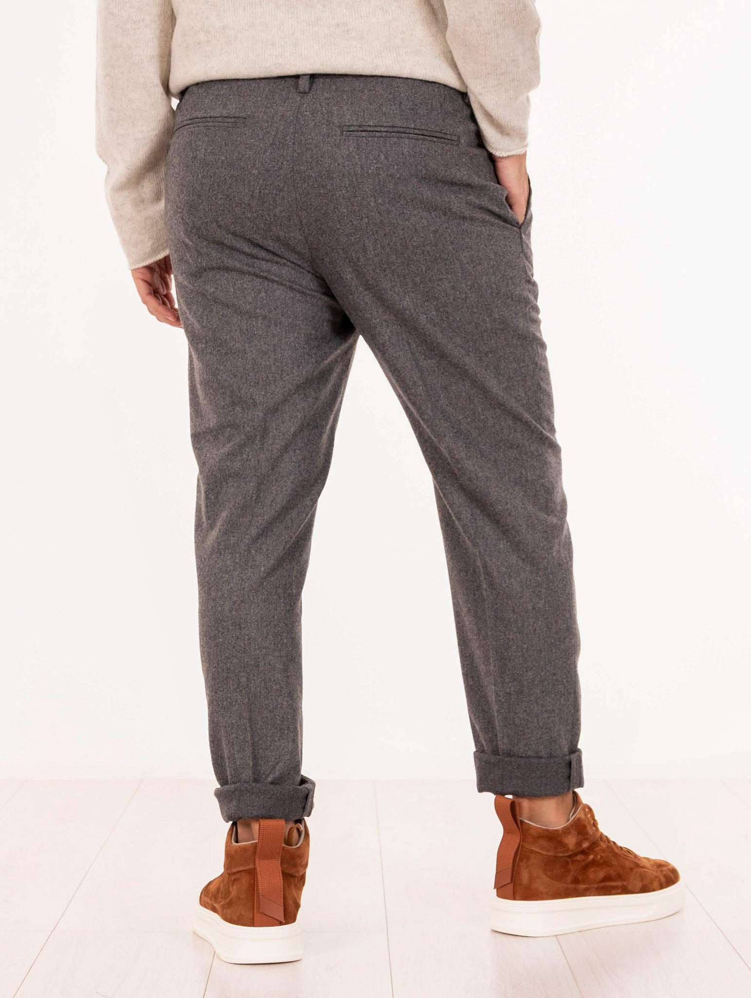 Pantalone Devorè in Misto Lana Grigio Melange DVR47C-W21080205 Devore