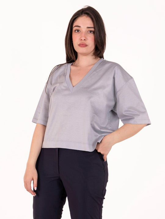 T-shirt V Daniele Fiesoli in Filo di Scozia Perla
