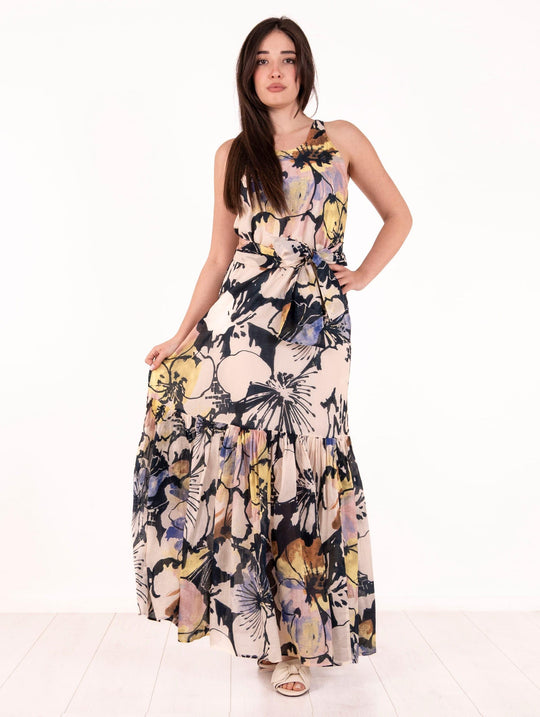 Alessia Santi Kleid mit Schal aus mehrfarbigem Baumwollstoff