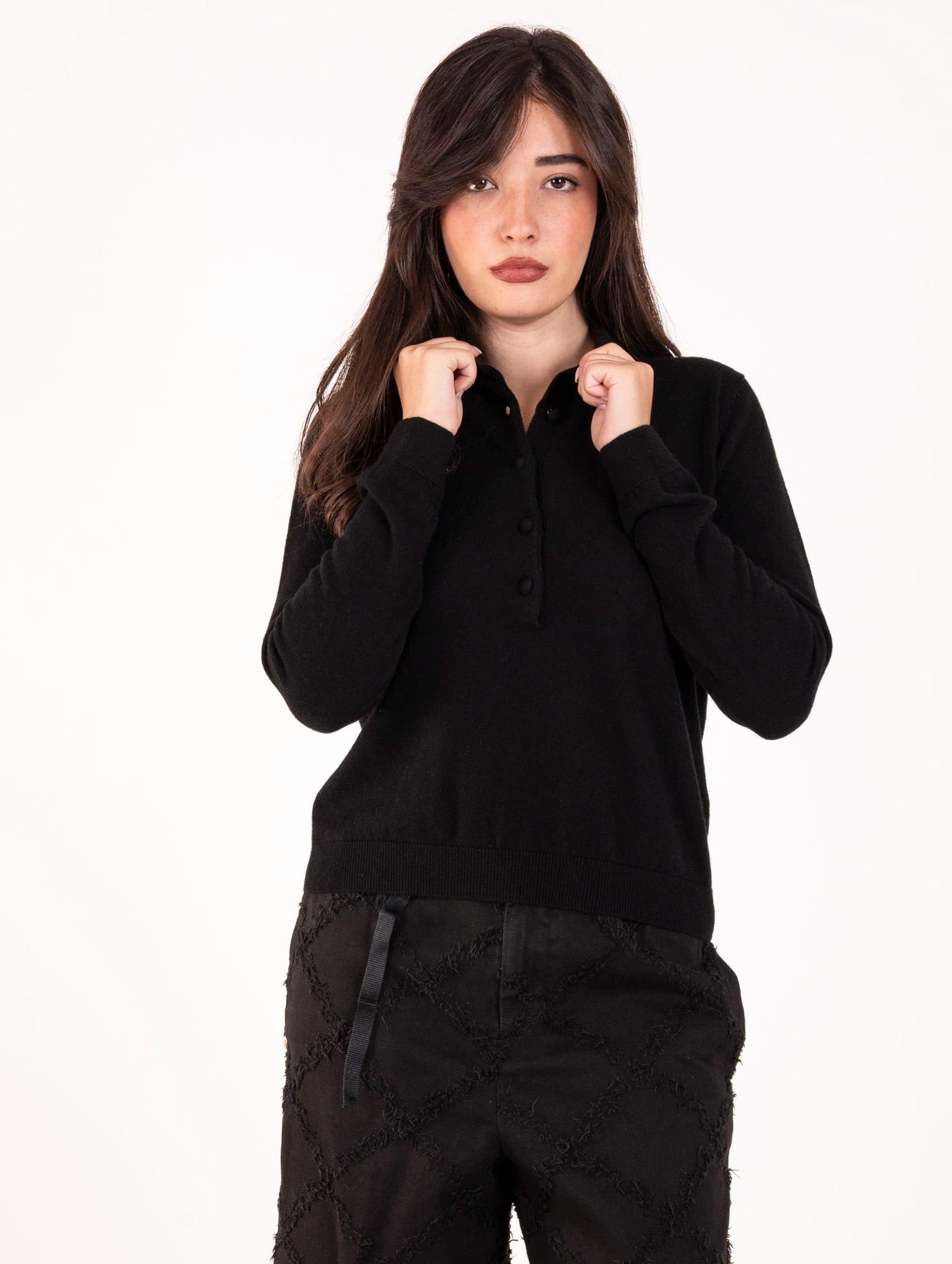 Maglia Polo Alpha Studio in Pura Lana Nera AD-4152B2002 Alpha Studio