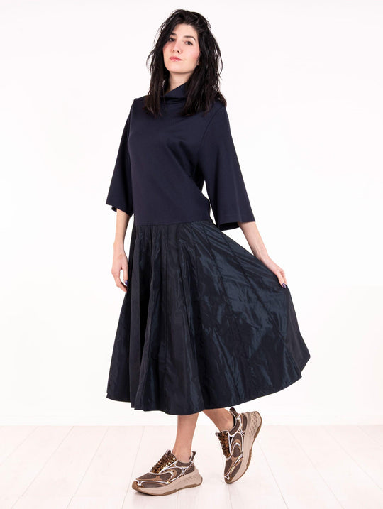 Kleid Meimeij aus Viskose mit Volant Blau