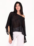 Poncho Alpha Studio in Maglia di Cotone Nero