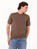 Langarmshirt M Zanieri aus braunem Crêpe