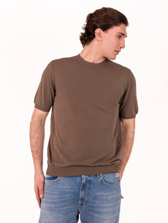 Langarmshirt M Zanieri aus braunem Crêpe