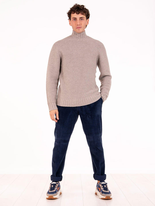 Alpha Studio Turtleneck Sweater in Taupe Wool and Cashmere