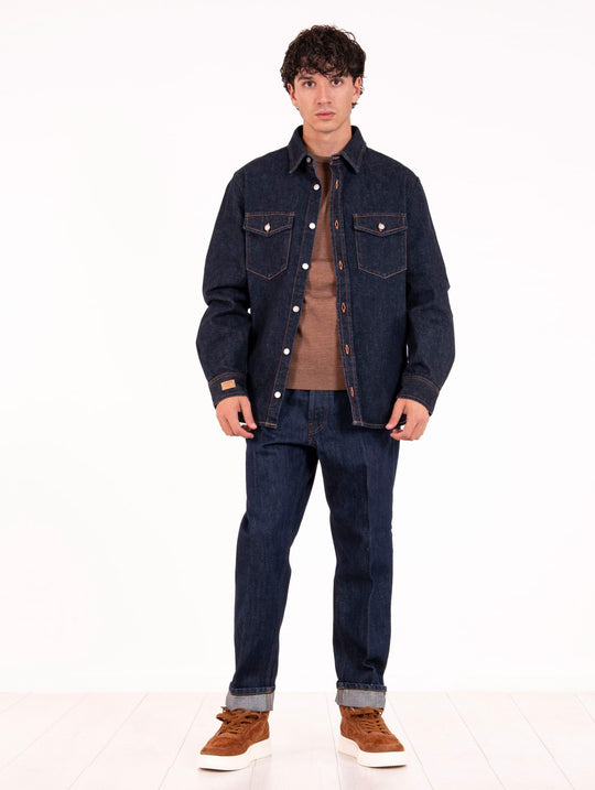 Camicia Arizona Don The Fuller in Denim Scuro