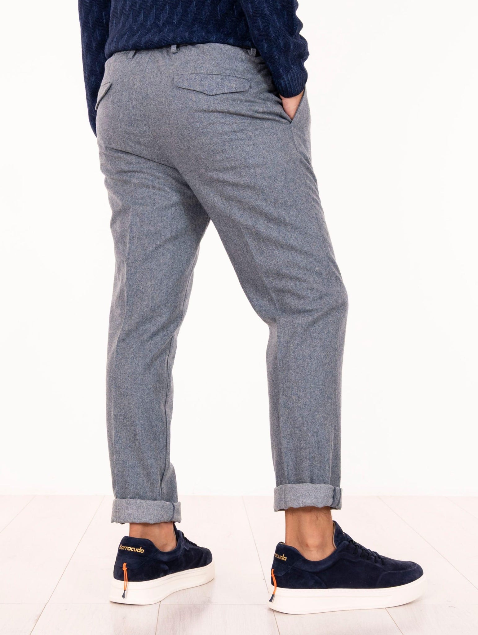 Pantalone Devorè in Lana Vergine Ceruleo Melange DVR15C-W20600310 Devore