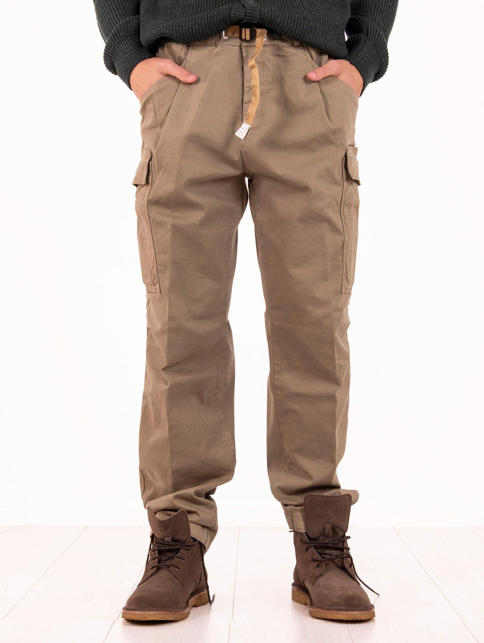 Pantaloni Cargo White Sand in Cotone Tortora 25WSU690527 White Sand