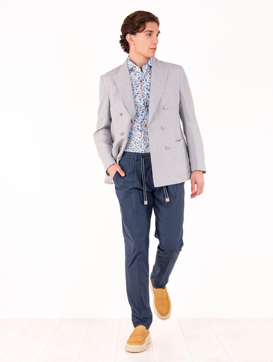 Giacca Doppiopetto Eleventy Milano Platinum in Lyocell e Lino Denim