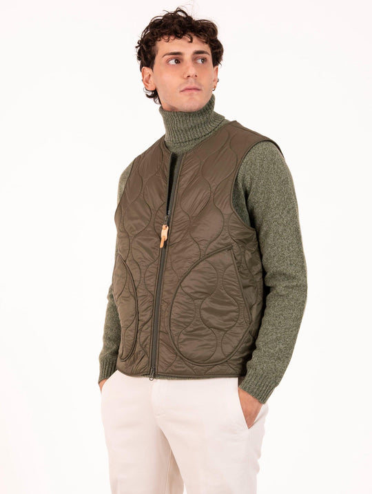Gilet Manifattura Ceccarelli in Tessuto Tecnico Oliva