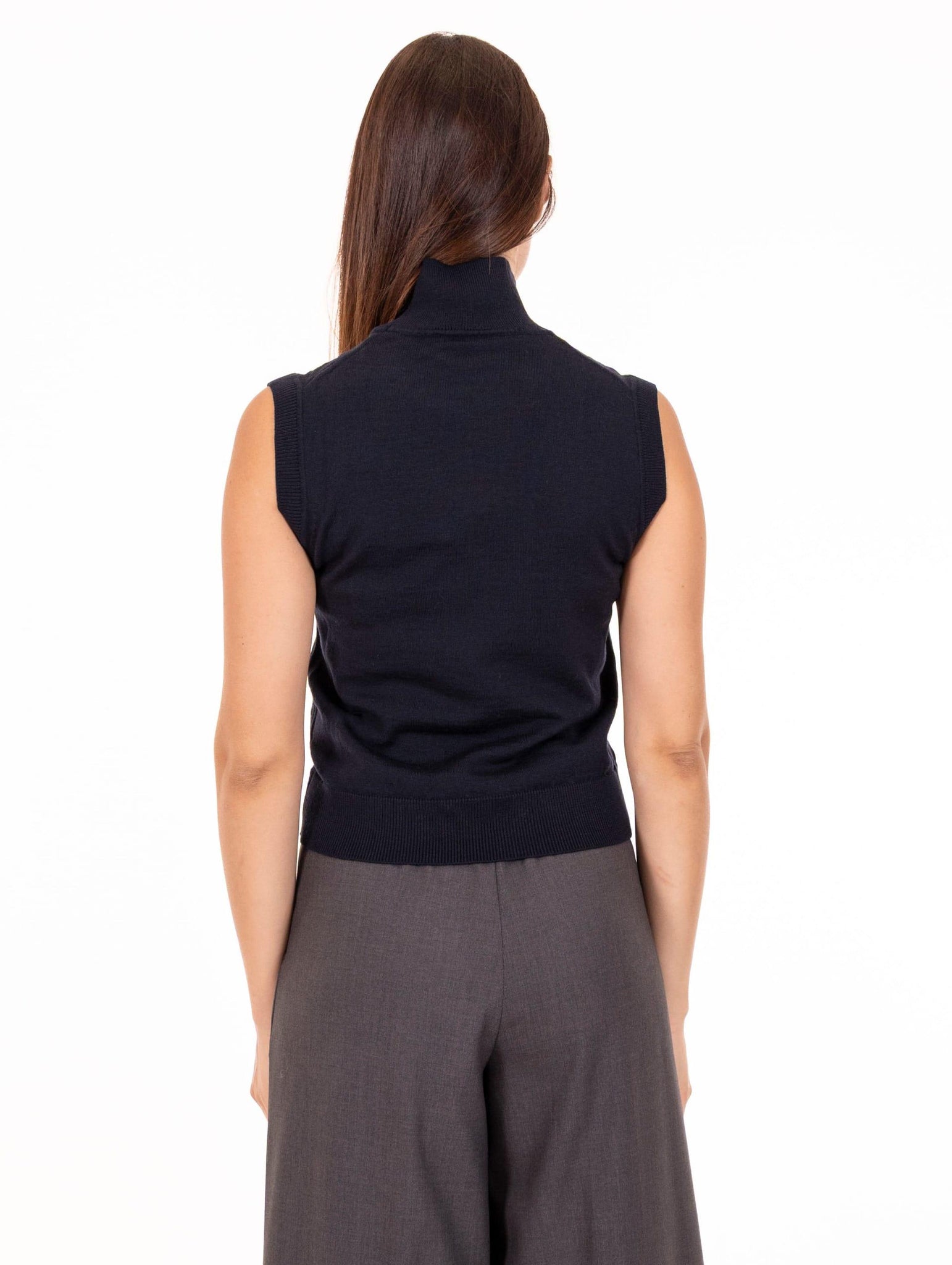 Lupetto Senza Maniche Alpha Studio in Lana Merinos Blu Notte AD-4000H2001 Alpha Studio