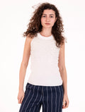 Top Tricot No Secret con Perle in Viscosa Latte