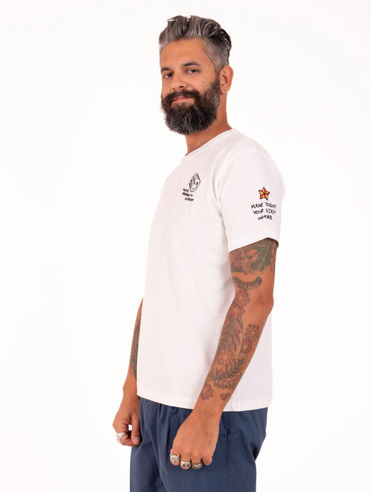 T-shirt Inspired By a True Story in Puro Cotone Bianco Latte
