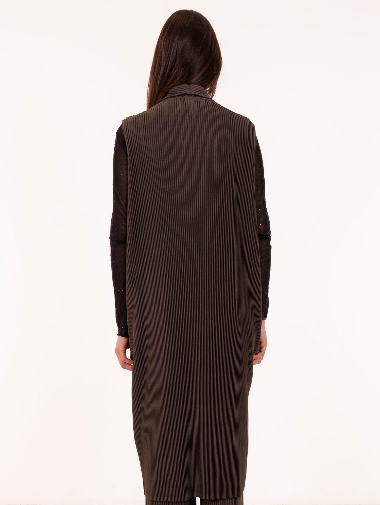 Maxi Gilet Plissè Meimeij Fango M5FY23864 Meimeij