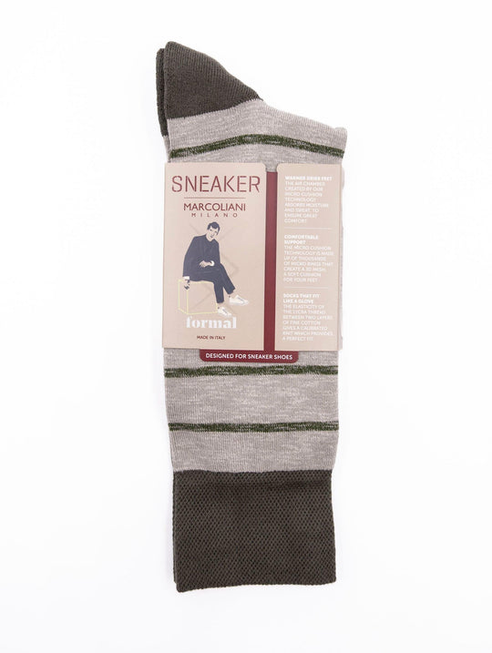 Marcoliani Milano Sneaker-Socken aus grauer und grüner Baumwolle