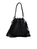 Eimer-Tasche Fri-Yay aus plissiertem schwarzem Strick
