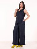 Pantalone Daniele Fiesoli in Puro Lino Navy