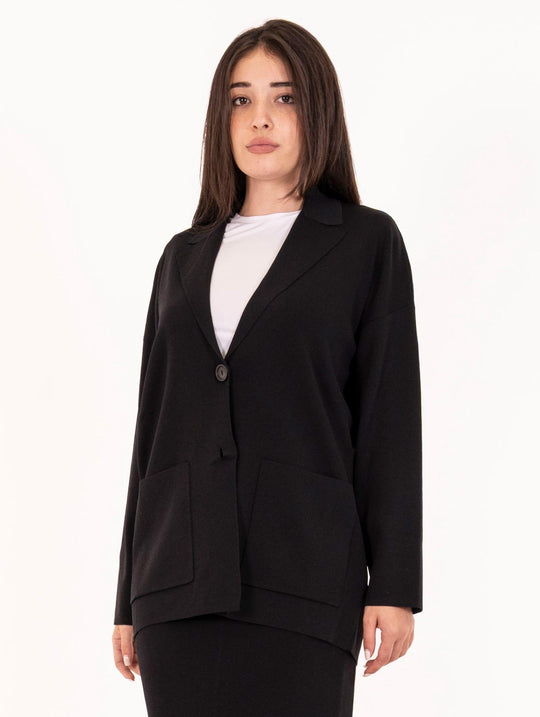 Alpha Studio Tricot Blazer in Black Viscose