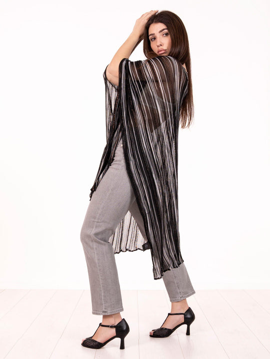 Poncho Missoni in Viscosa Lamè Nero, Bianco, Bronzo