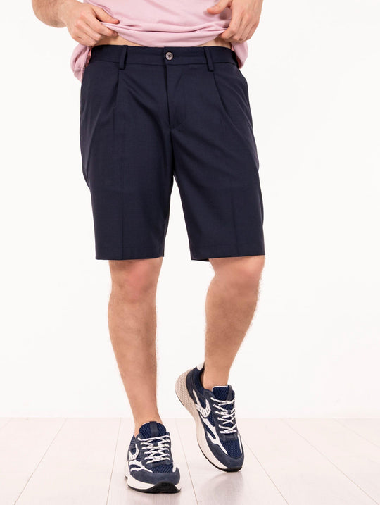 Bermuda Devorè in Wool Navy Melange