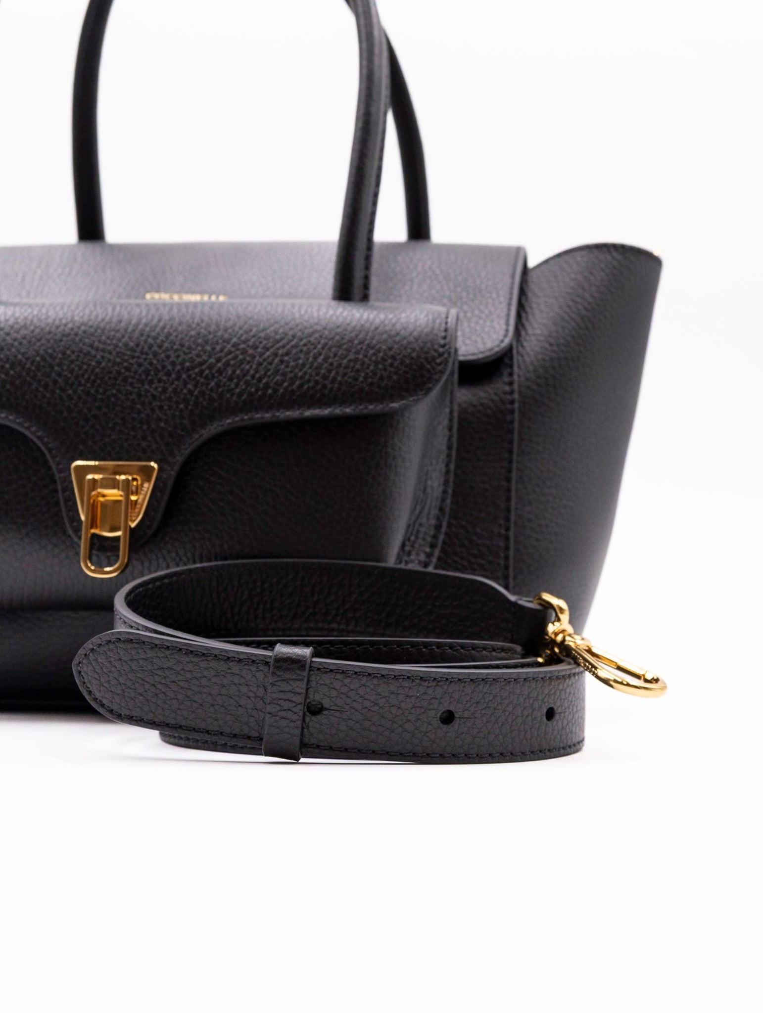 Borsa Double Beat Coccinelle in Pelle Martellata Nero E1T8A180201001 Coccinelle