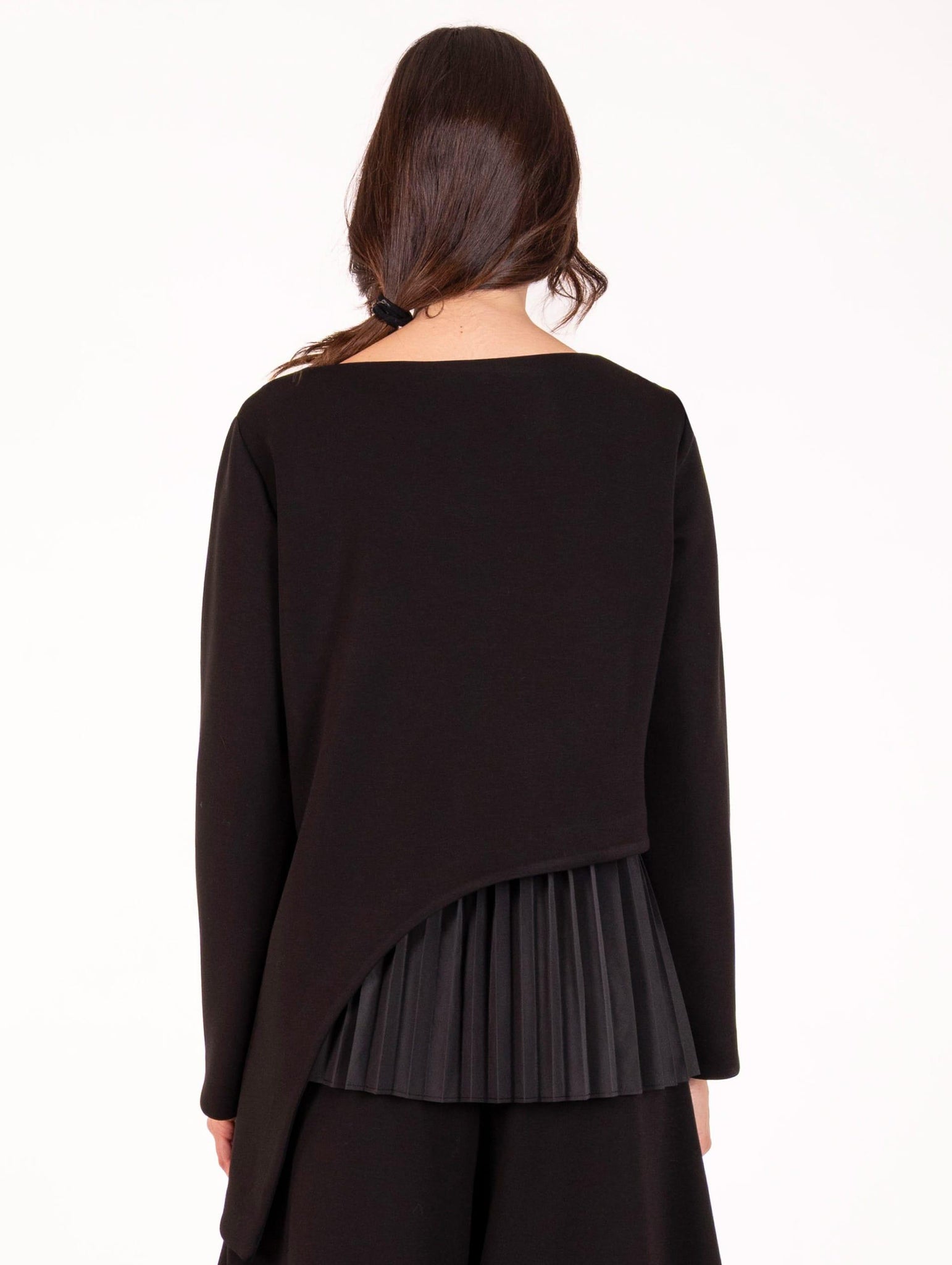 Blusa Meimeij Plisse in Scuba Nero M5ID14100 Meimeij