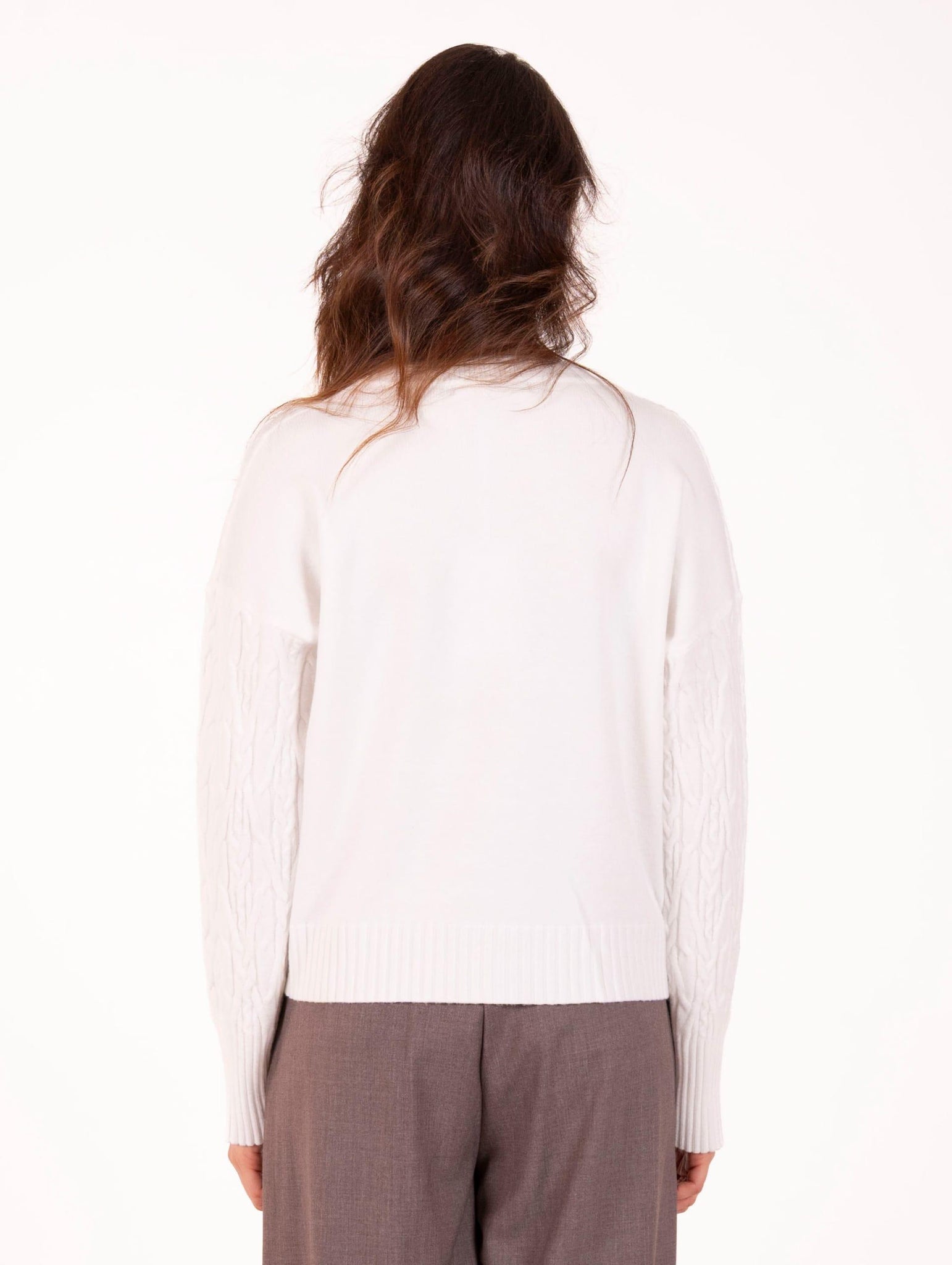 Pull Girocollo White Wise in Misto Viscosa Trecce Bianco WW2012552 White Wise