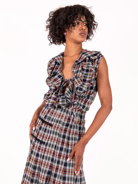 Blusa Emma Four Stroke in Cotone Tartan Blu