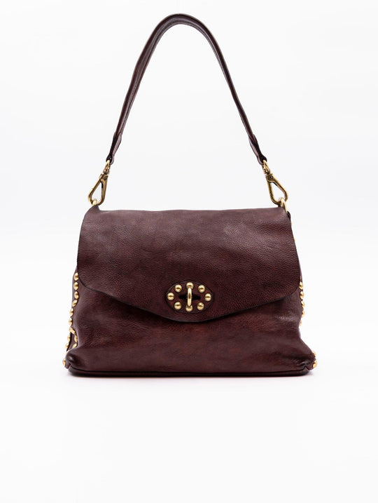 Borsa Nadia Campomaggi con Borchie in Pelle Testa di Moro