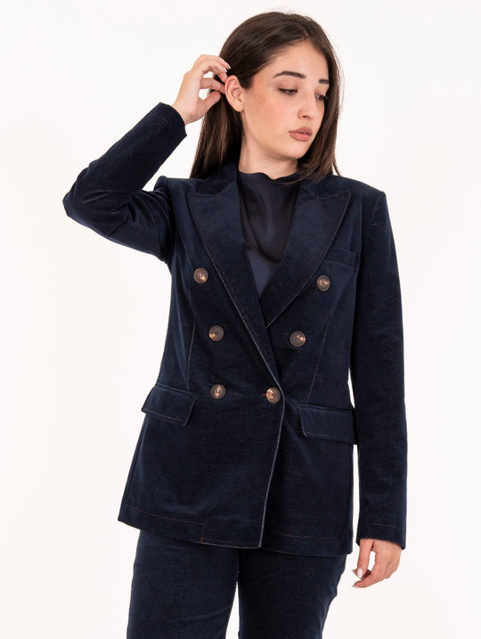 Blazer D.Exterior in Velluto Denim Blu