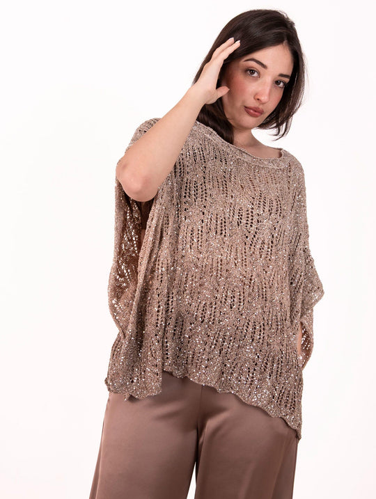 Poncho D Exterior in Cristalli Degradè Mocha