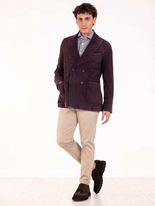 Circolo 1901 Double-Breasted Jacket in Bordeaux Virgin Wool