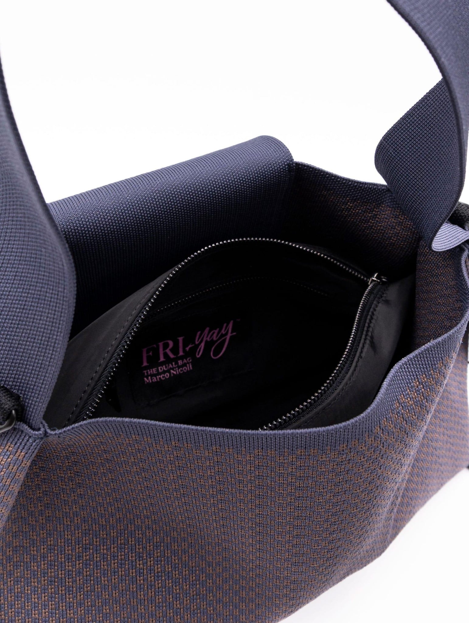 Borsa Fri-yay in Maglia Blu e Marrone PL_1245LITTLECHAIN Fri-Yay