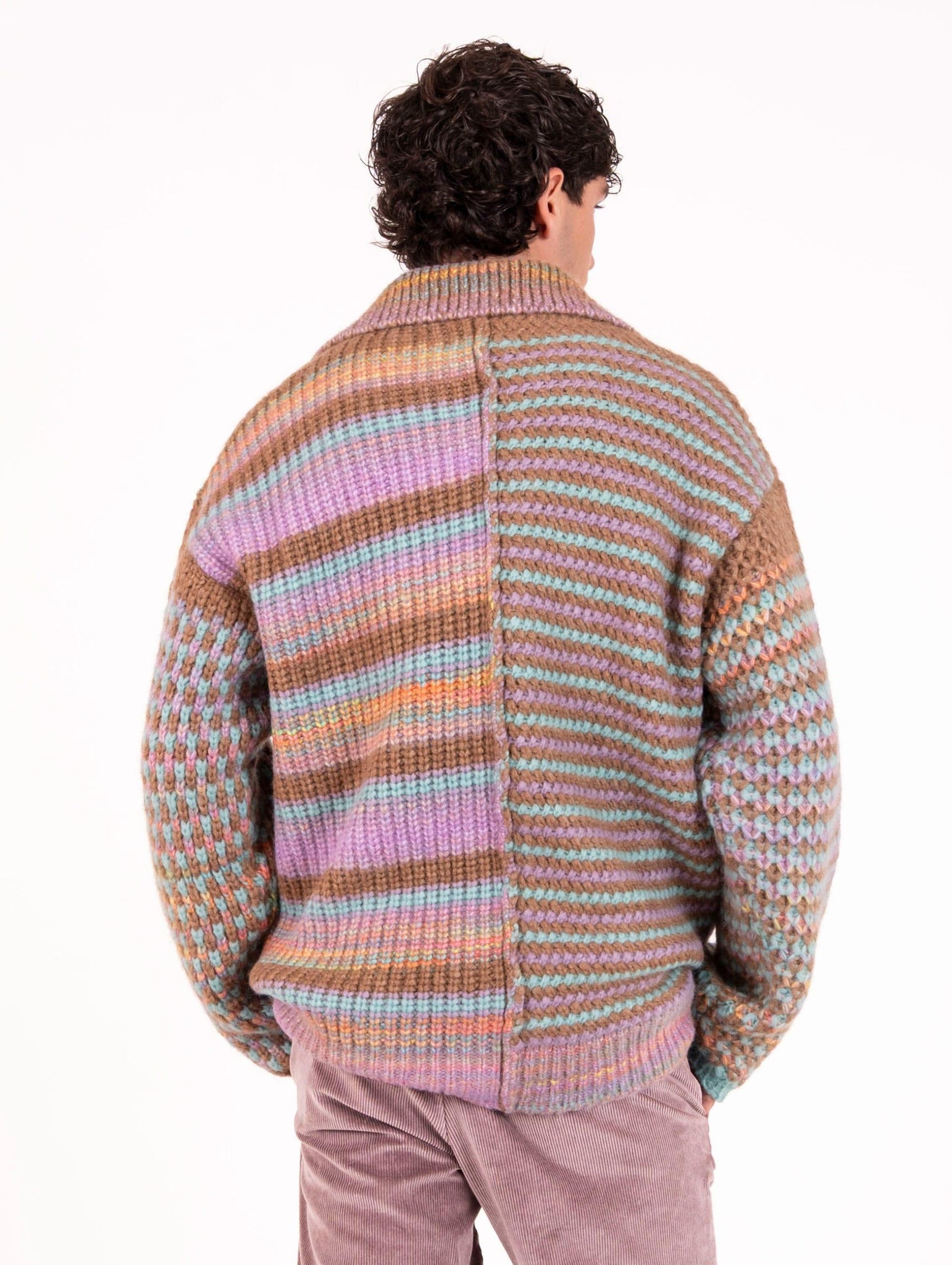 Cardigan Roberto Collina in Alpaca e Lana Multicolor 253M50005M5033 Roberto Collina