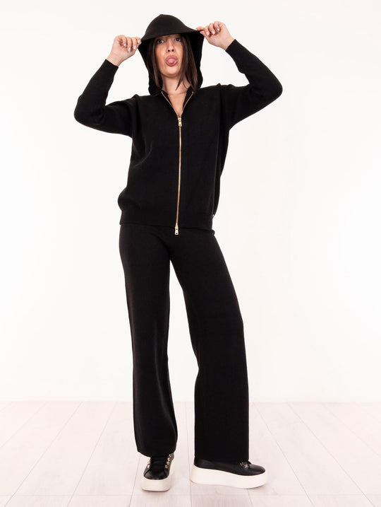 Completo White Wise Felpa e Pantalone in Viscosa Nero