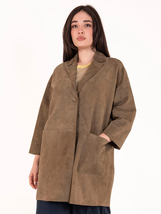 Virginia The Jackie Leder-Spolverino aus Wildleder Salbei