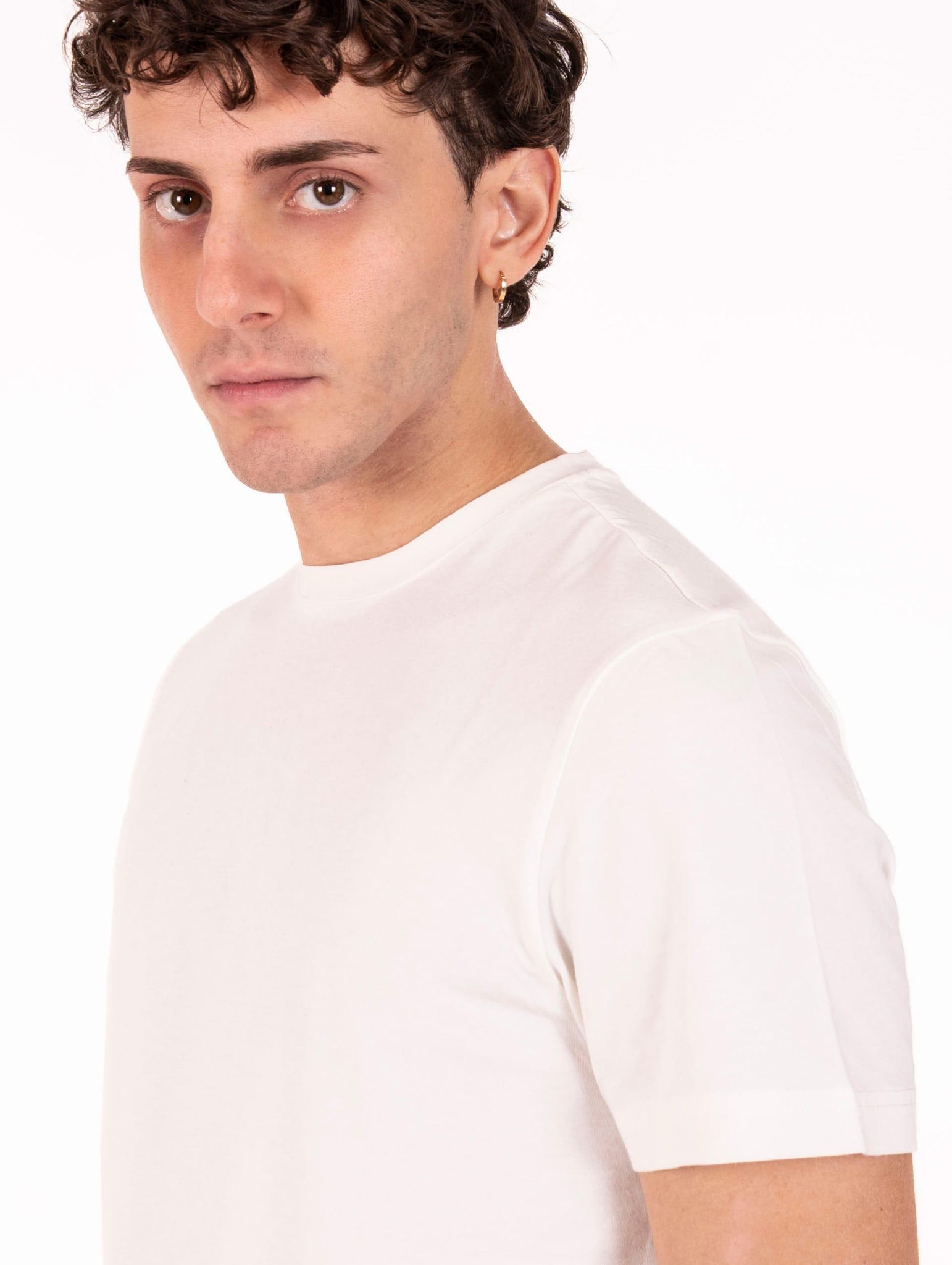 T-Shirt Devore in Cotone, Lana e Seta Bianca DT3-800-SAM0105 Devore