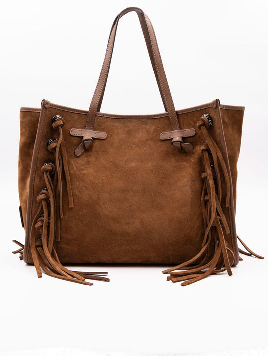 Marcella Gianni Chiarini Con Frange in Suede Cognac