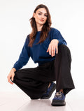 Pantalone Myths in Foulard di Viscosa Stretch Nero