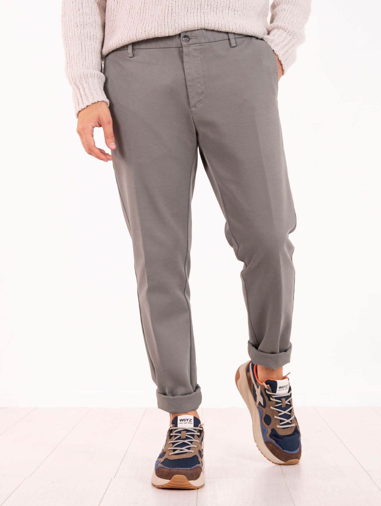 Pantalone Sasa AT.P.CO. in Cotone Piquet Grigio SASA45TC901940 AT.P.CO