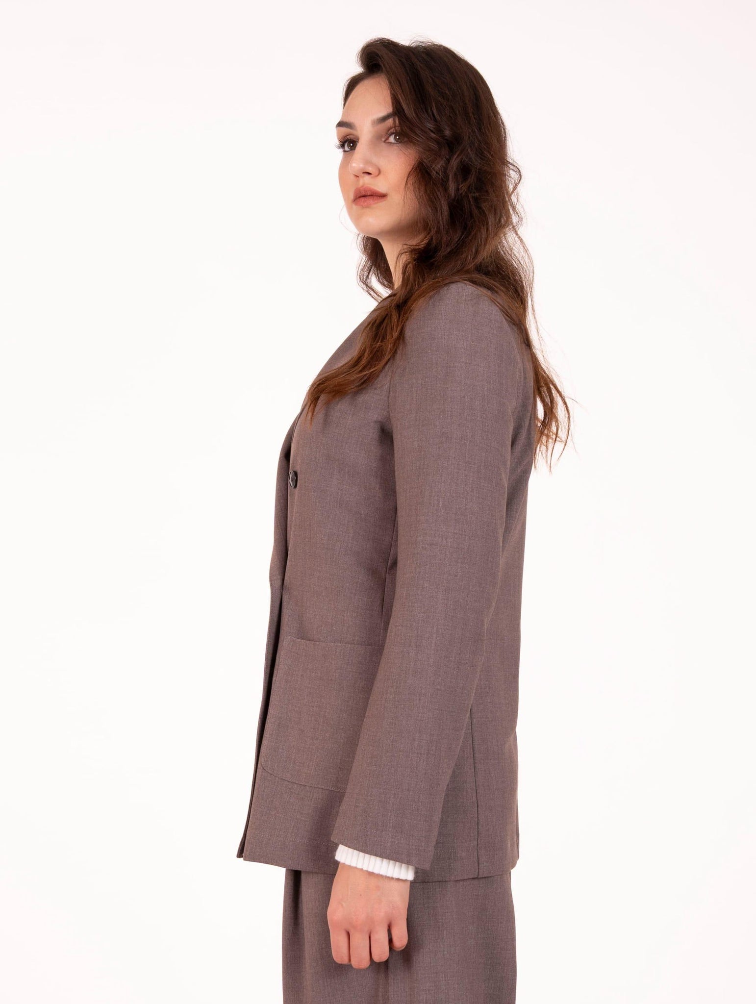 Giacca Doppiopetto Myths in Foulard di Viscosa Stretch Mastice 52WD2133328 Myths