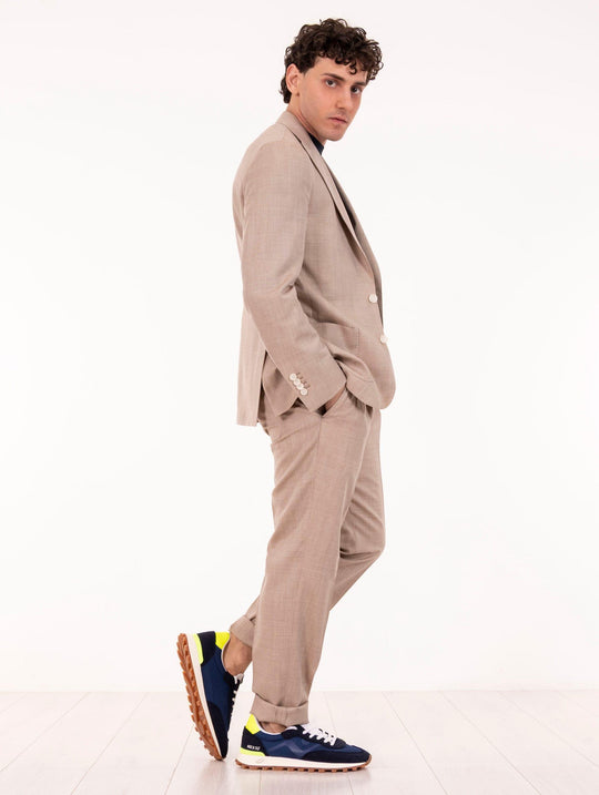 Tailored Suit Four Stroke in Virgin Wool, Silk and Lyocell Sand