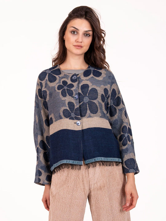Giacca Alessia Santi in Misto Lana e Alpaca Jacquard