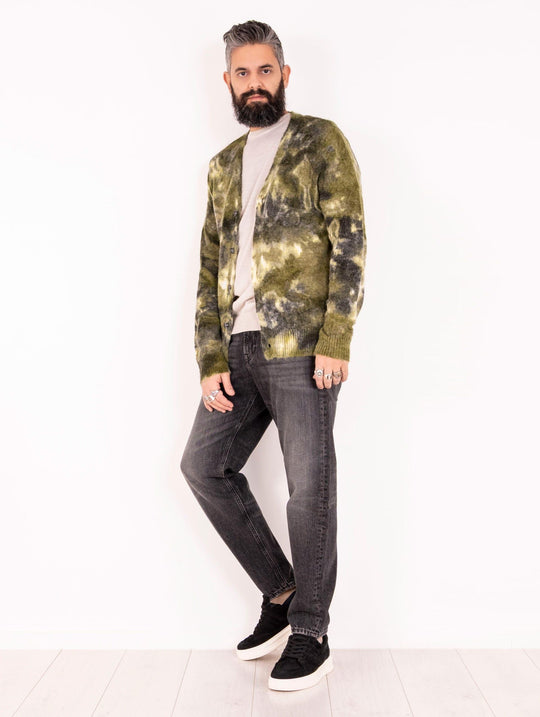 Cardigan Alpha Studio in Lana e Alpaca Verde Militare