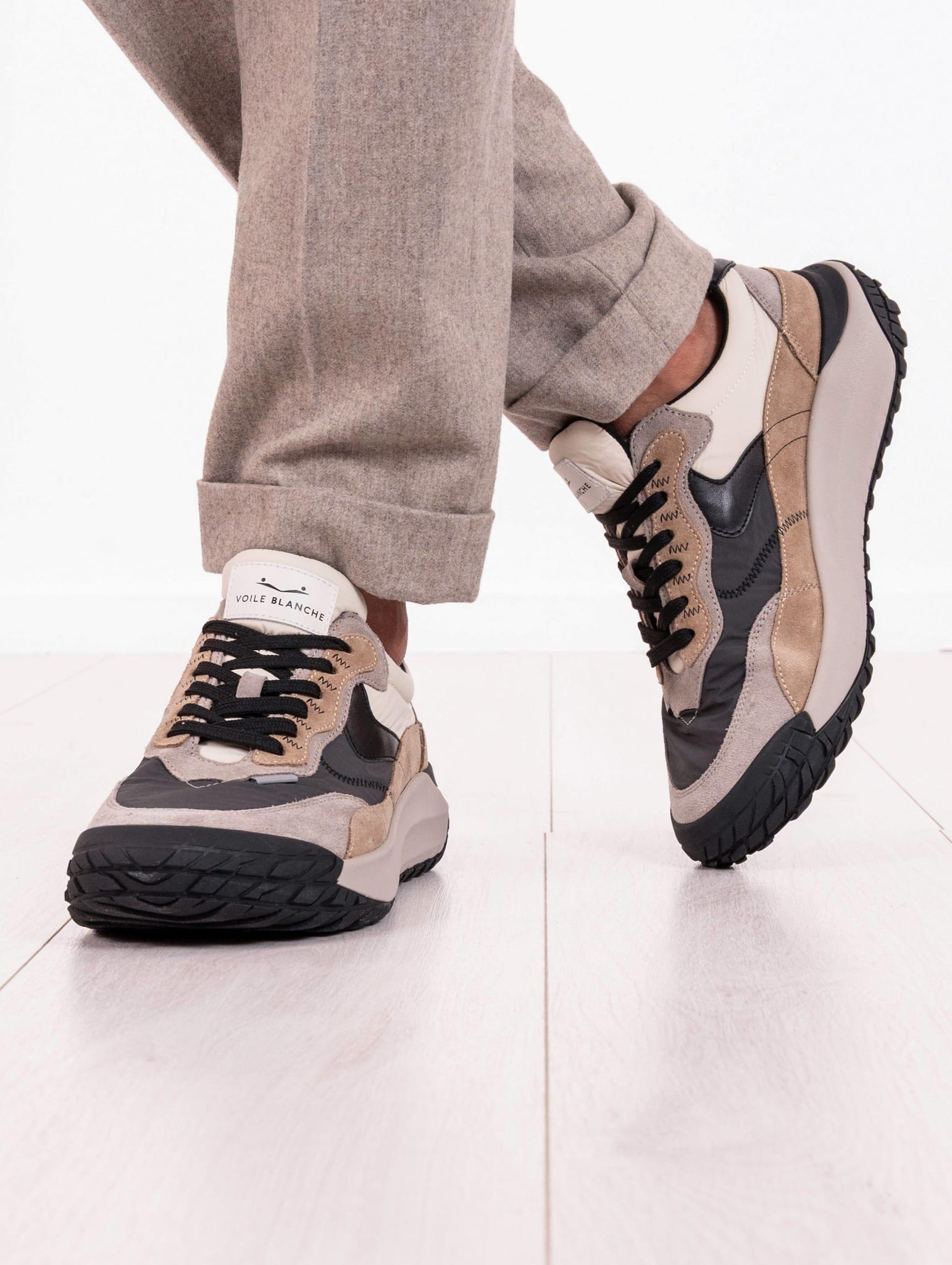 Sneakers Club Act Voile Blanche in Suede e Nylon Grigio e Beige CLUBACTMSUEDE/NYLON Voile Blanche