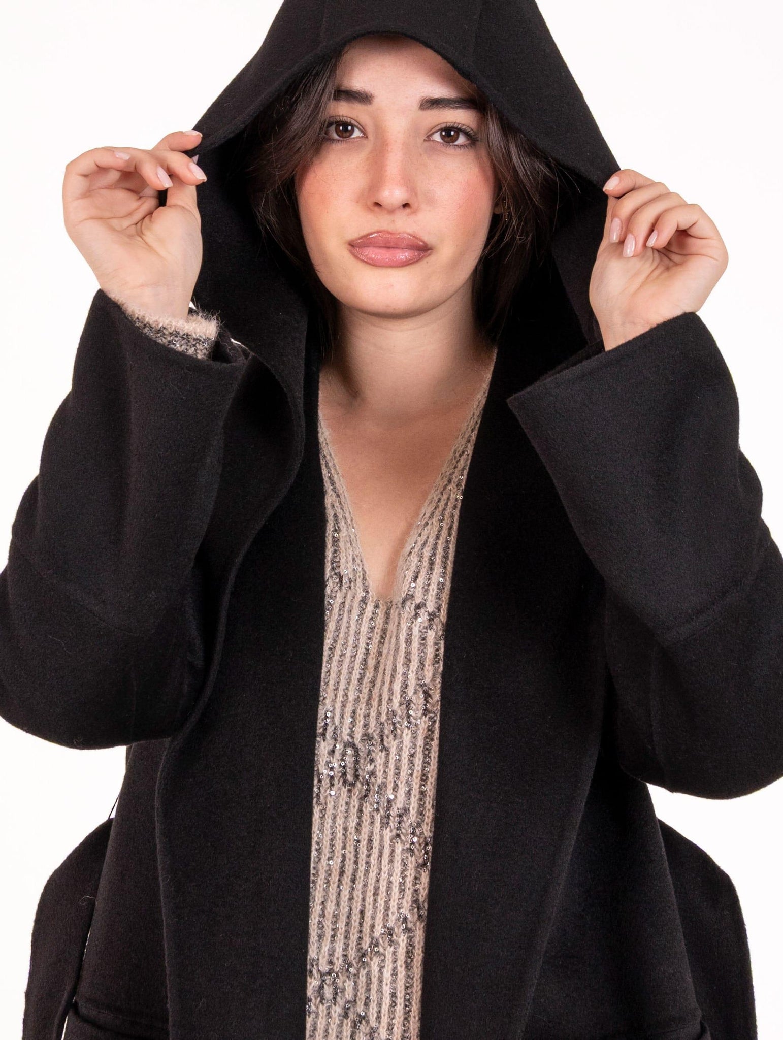 Cappotto Fourstroke con Cintura in Lana Double Nero 5236DOUBLENERO Four Stroke