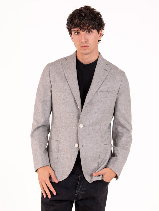 Giacca Sartoriale Four Stroke in Lana Vergine Spigata Grigia